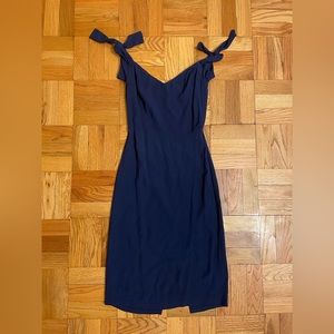 Reformation Navy Blue Shoulder Tie V Neck Mini Dress Size 4